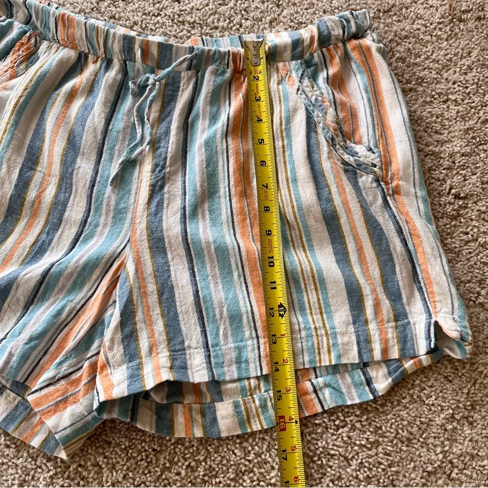 Briggs Linen Shorts Size‎ XL Striped Elastic Drawstring Coastal Beach Vacation